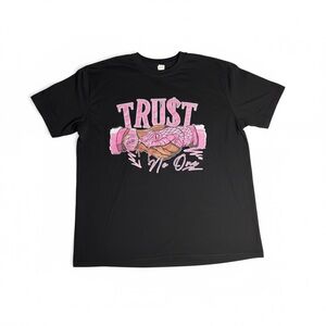 Black T-Shirt with Pink Trust Graphic